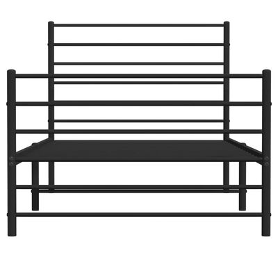 vidaXL Metal Bed Frame without Mattress with Footboard Black 90x190 cm Single