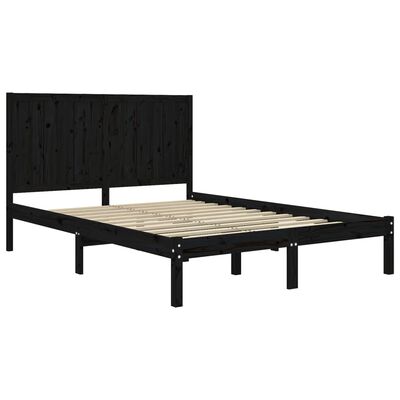 vidaXL Bed Frame without Mattress Black 140x200 cm Solid Wood Pine