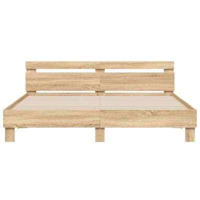 vidaXL Bed Frame with LED without Mattress Sonoma Oak 200x200 cm