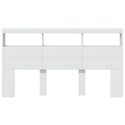 vidaXL Headboard Cabinet with LED White 180x17x102 cm