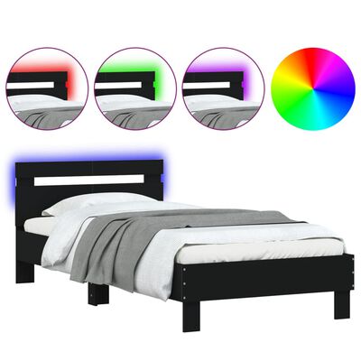 vidaXL Bed Frame without Mattress with LED Lights Black 100x200 cm