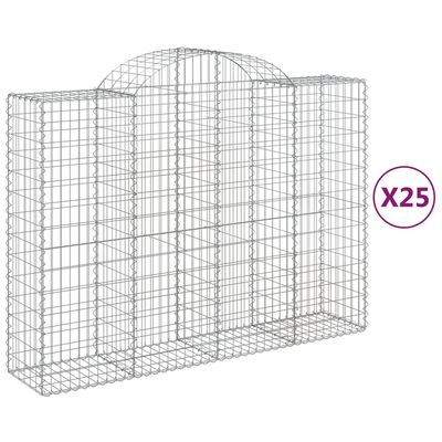 vidaXL Arched Gabion Baskets 25 pcs 200x50x140/160 cm Galvanised Iron