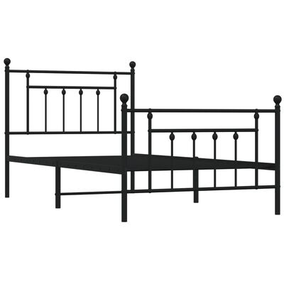 vidaXL Metal Bed Frame without Mattress with Footboard Black 100x190 cm