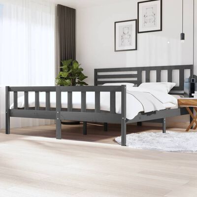 vidaXL Bed Frame without Mattress Grey Solid Wood 200x200 cm (810104+814166)