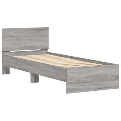 vidaXL Bed Frame without Mattress with LED Lights Grey Sonoma 90x200 cm