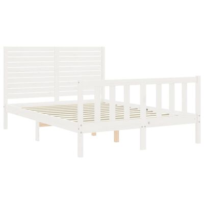 vidaXL Bed Frame without Mattress White Small Double Solid Wood Pine