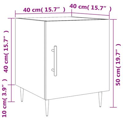 vidaXL Bedside Cabinet Brown Oak 40x40x50 cm Engineered Wood