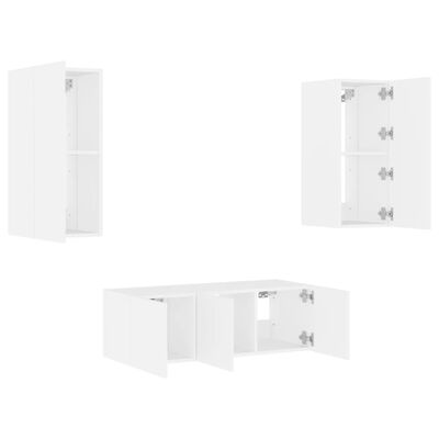 vidaXL 4 Piece TV Wall Units with LED White Engineered Wood