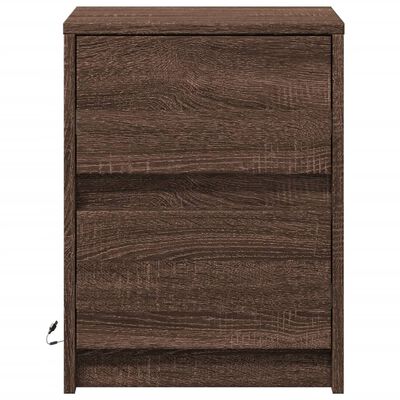 vidaXL Bedside Cabinet with LED Lights Brown Oak Engineered Wood