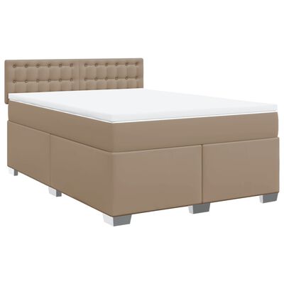 vidaXL Box Spring Bed with Mattress Cappuccino 140x200 cm Faux Leather