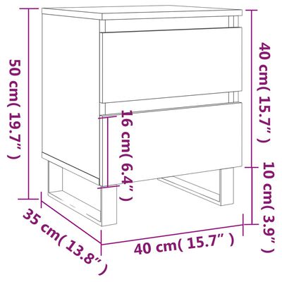 vidaXL Bedside Cabinet Smoked Oak 40x35x50 cm Engineered Wood