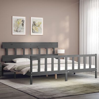 vidaXL Bed Frame without Mattress Grey 200x200 cm Solid Wood Pine