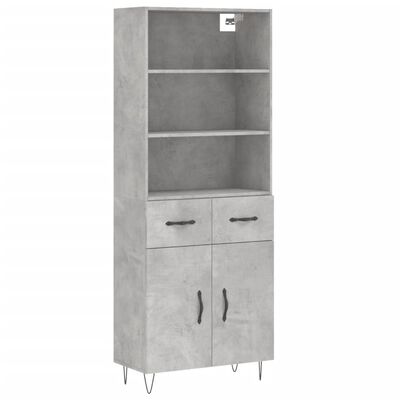 vidaXL Highboard Concrete Grey 69.5x34x180 cm Engineered Wood