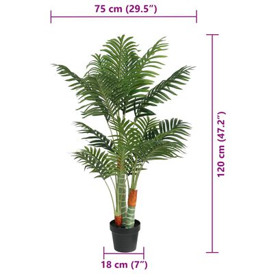 vidaXL Artificial Palm Tree with 3 Trunks Green 120 cm PP