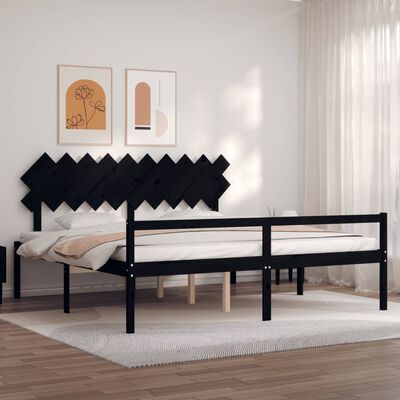 vidaXL Senior Bed without Mattress Black 200x200 cm Solid Wood