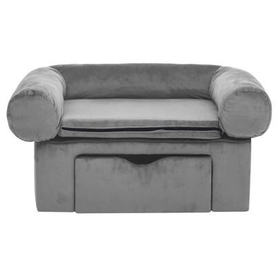 vidaXL Dog Sofa with Drawer Grey 75x50x38 cm Plush