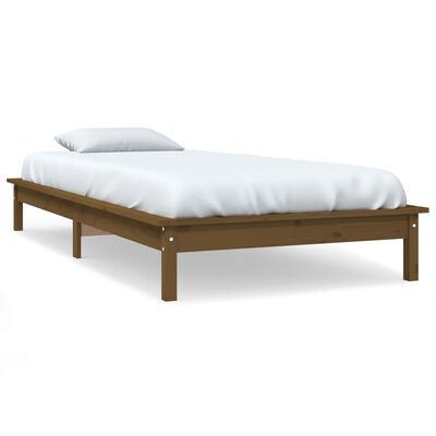 vidaXL Bed Frame without Mattress Honey Brown Small Single Solid Wood