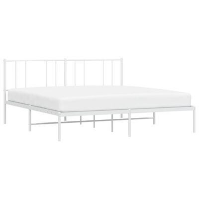 vidaXL Metal Bed Frame without Mattress with Headboard White 183x213 cm