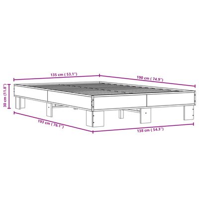 vidaXL Bed Frame without Mattress Black 135x190 cm Double