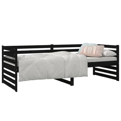 vidaXL Day Bed without Mattress Black 80x200 cm Solid Wood Pine