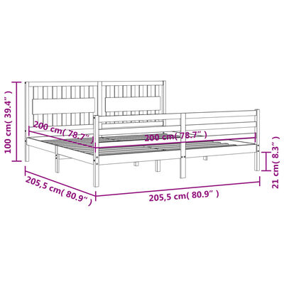 vidaXL Bed Frame without Mattress 200x200 cm Solid Wood