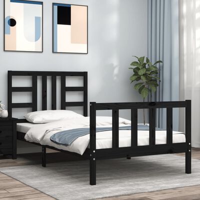 vidaXL Bed Frame without Mattress Black 100x200 cm Solid Wood Pine