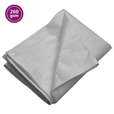 vidaXL Tarpaulin 260 g/m² 8x8 m Grey HDPE