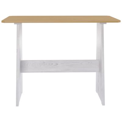 vidaXL Dining Table with Bench REINE Honey Brown&White Solid Wood Pine