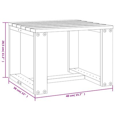 vidaXL Garden Side Table Grey 40x38x28.5 cm Solid Wood Pine