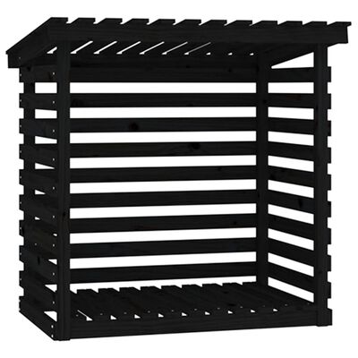 vidaXL Firewood Rack Black 108x73x108 cm Solid Wood Pine