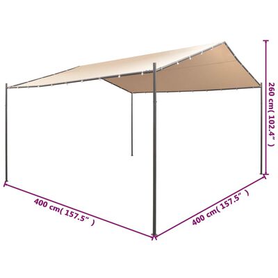 vidaXL Gazebo Pavilion Tent Canopy 4x4 m Steel Beige