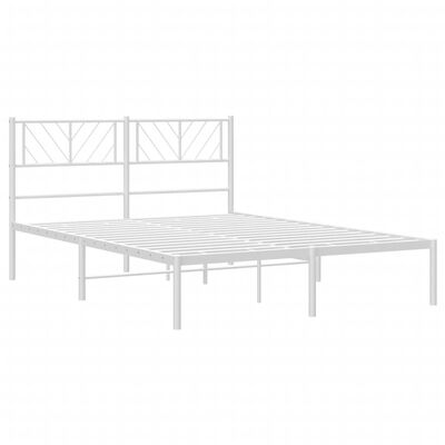 vidaXL Metal Bed Frame without Mattress with Headboard White 120x190 cm Small Double