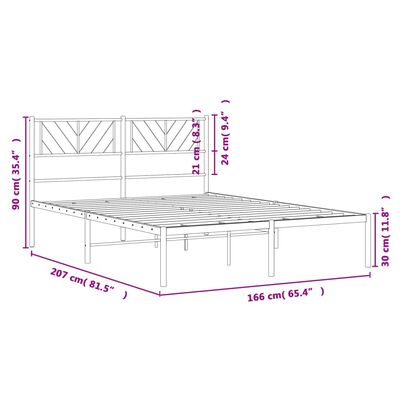 vidaXL Metal Bed Frame without Mattress with Headboard White 160x200 cm