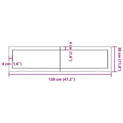 vidaXL Bathroom Countertop 120x30x(2-6) cm Untreated Solid Wood