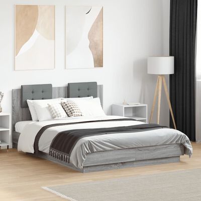 vidaXL Bed Frame without Mattress Grey Sonoma 135x190 cm Double