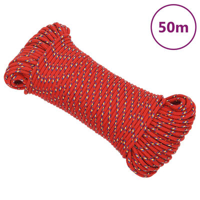 vidaXL Boat Rope Red 3 mm 50 m Polypropylene