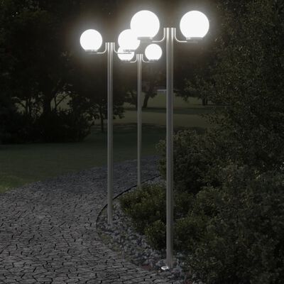 vidaXL Outdoor Floor Lamps 3pcs Silver 215 cm Stainless Steel