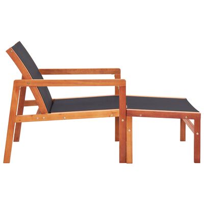 vidaXL Garden Chair with Footrest Solid Eucalyptus Wood and Textilene