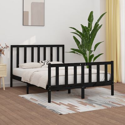 vidaXL Bed Frame without Mattress Black 160x200 cm Solid Wood