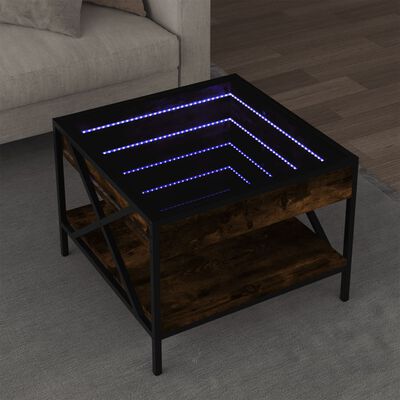 vidaXL Coffee Table with Infinity LED Smoked Oak 50x50x38 cm