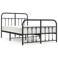 vidaXL Metal Bed Frame without Mattress with Footboard Black 120x190 cm Small Double