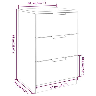 vidaXL Bedside Cabinets 2 pcs Black 40x36x65 cm