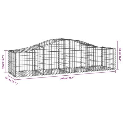 vidaXL Arched Gabion Baskets 15 pcs 200x50x40/60 cm Galvanised Iron