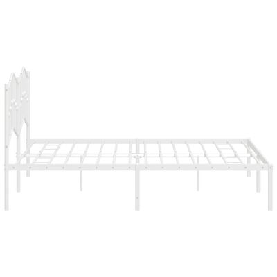 vidaXL Metal Bed Frame without Mattress with Headboard White 183x213 cm