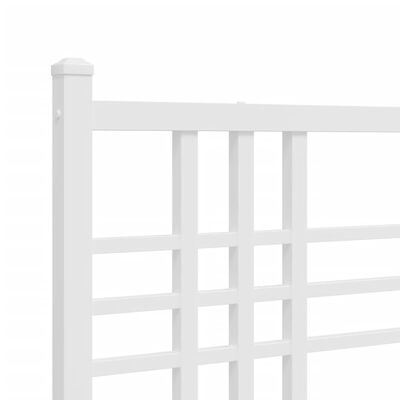 vidaXL Metal Bed Frame without Mattress with Footboard White 140x200 cm