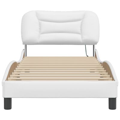 vidaXL Bed Frame with LED without Mattress White 90x190 cm Single