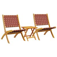 vidaXL Folding Garden Chairs 2 pcs with Table Red Solid Wood