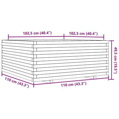 vidaXL Garden Planter 110x110x49.5 cm Impregnated Wood Pine