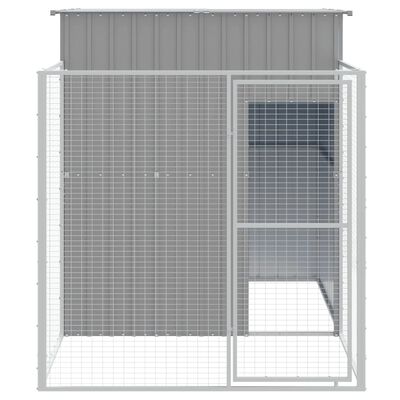 vidaXL Dog House with Run Light Grey 165x251x181 cm Galvanised Steel