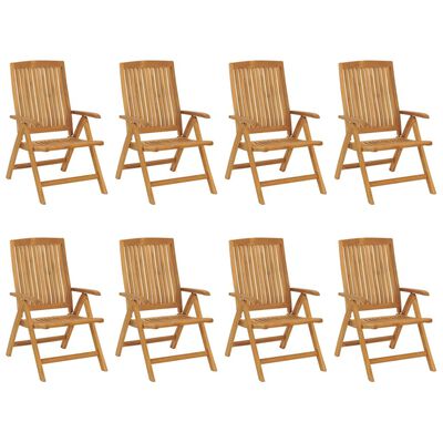 vidaXL Reclining Garden Chairs 8 pcs Solid Wood Teak